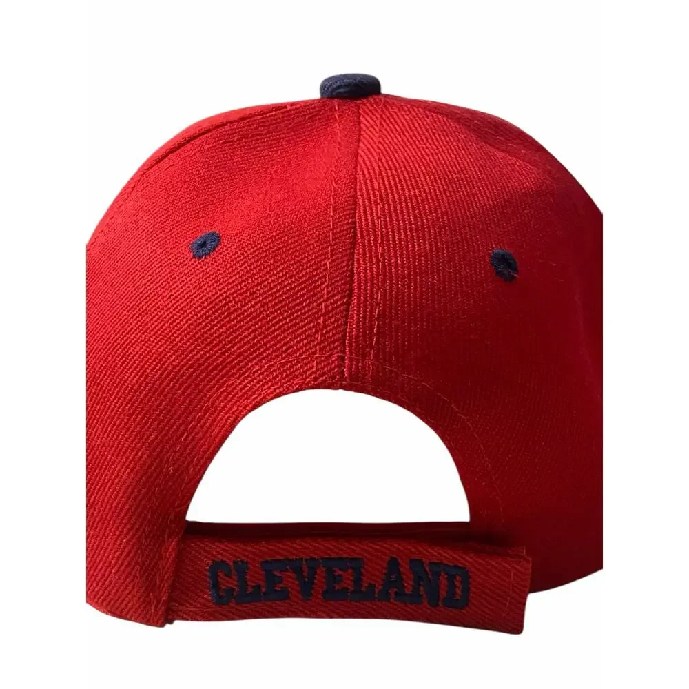 Cleveland Wave Basebal Hat Adult OS Red Blue Embroidered Strapback
